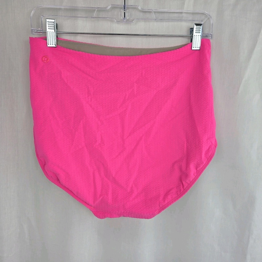 Lululemon Deep Sea High Waist Bikini Bottom Size L Pink Highlight Swimsuit Neon - Picture 2 of 8